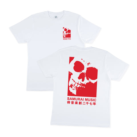 Samurai Music - Double Skull (Red On White)