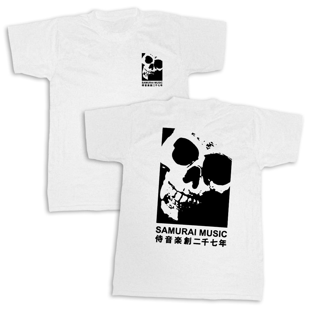 Samurai Music - Double Skull (Black on White)