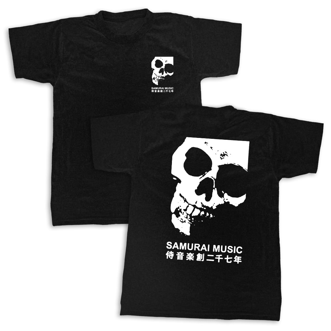 Samurai Music - Double Skull (White on Black)